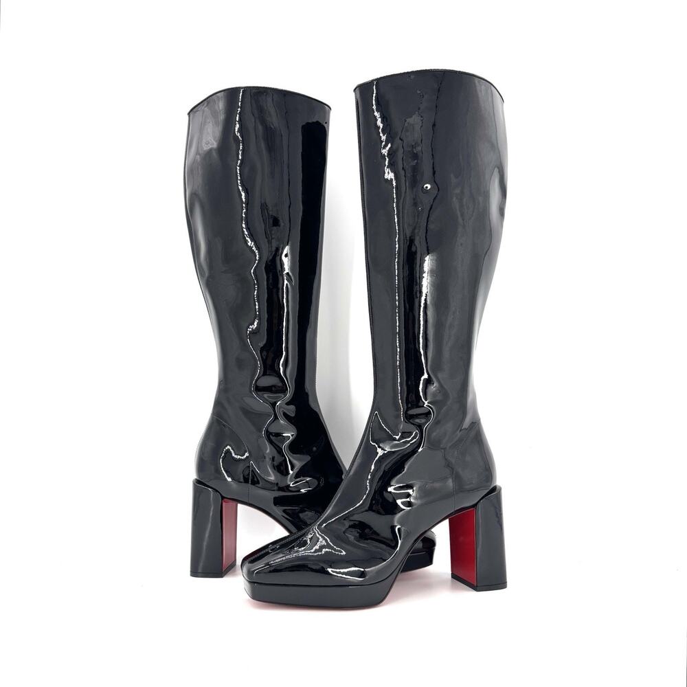 NEW Christian Louboutin Alleo 90 Patent Knee High Platform Boots 41 - Picture 2 of 9